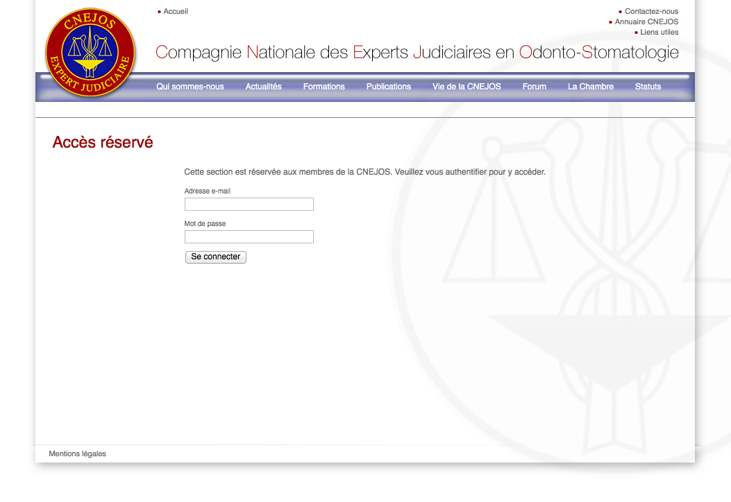 CNEJOS (Compagnie Nationale des Experts Judiciaires en Odonto-Stomatologie) website